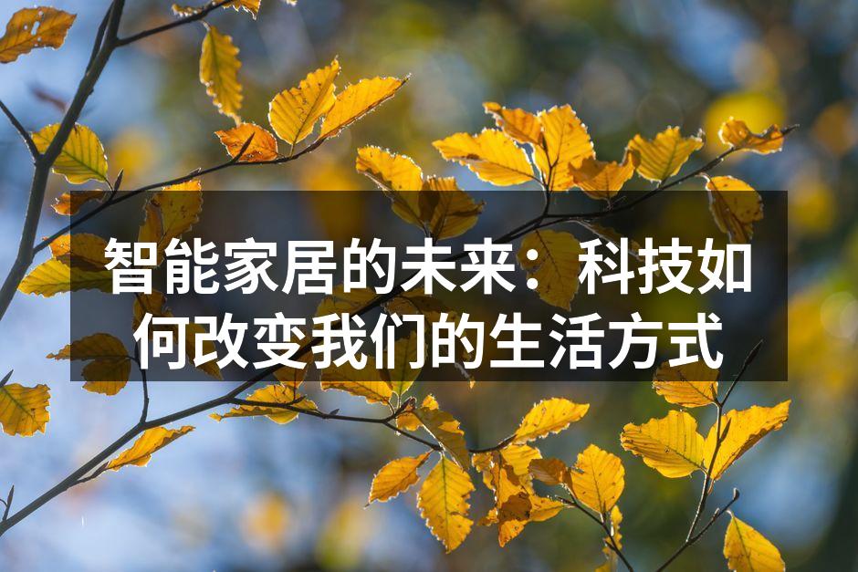 智能家居的未来：科技如何改变我们的生活方式